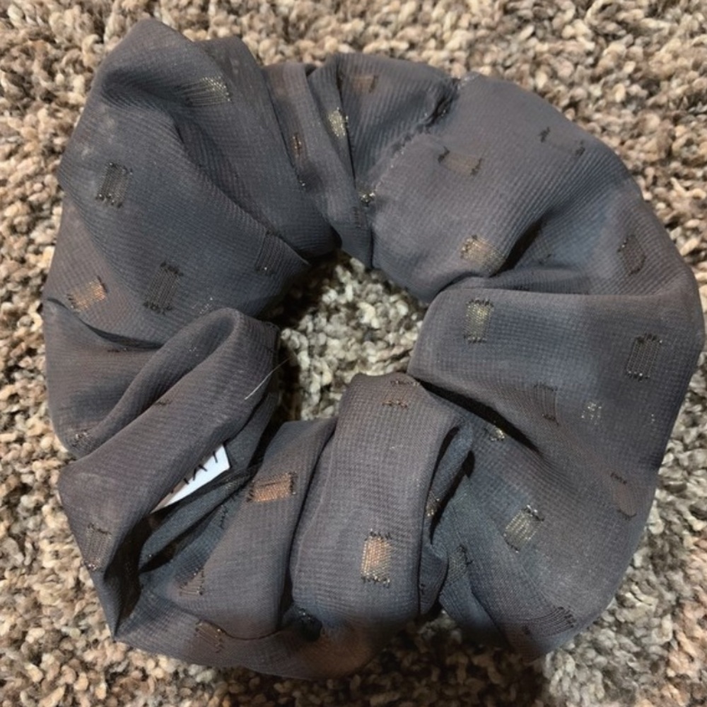 Grey gold hair scrunchie